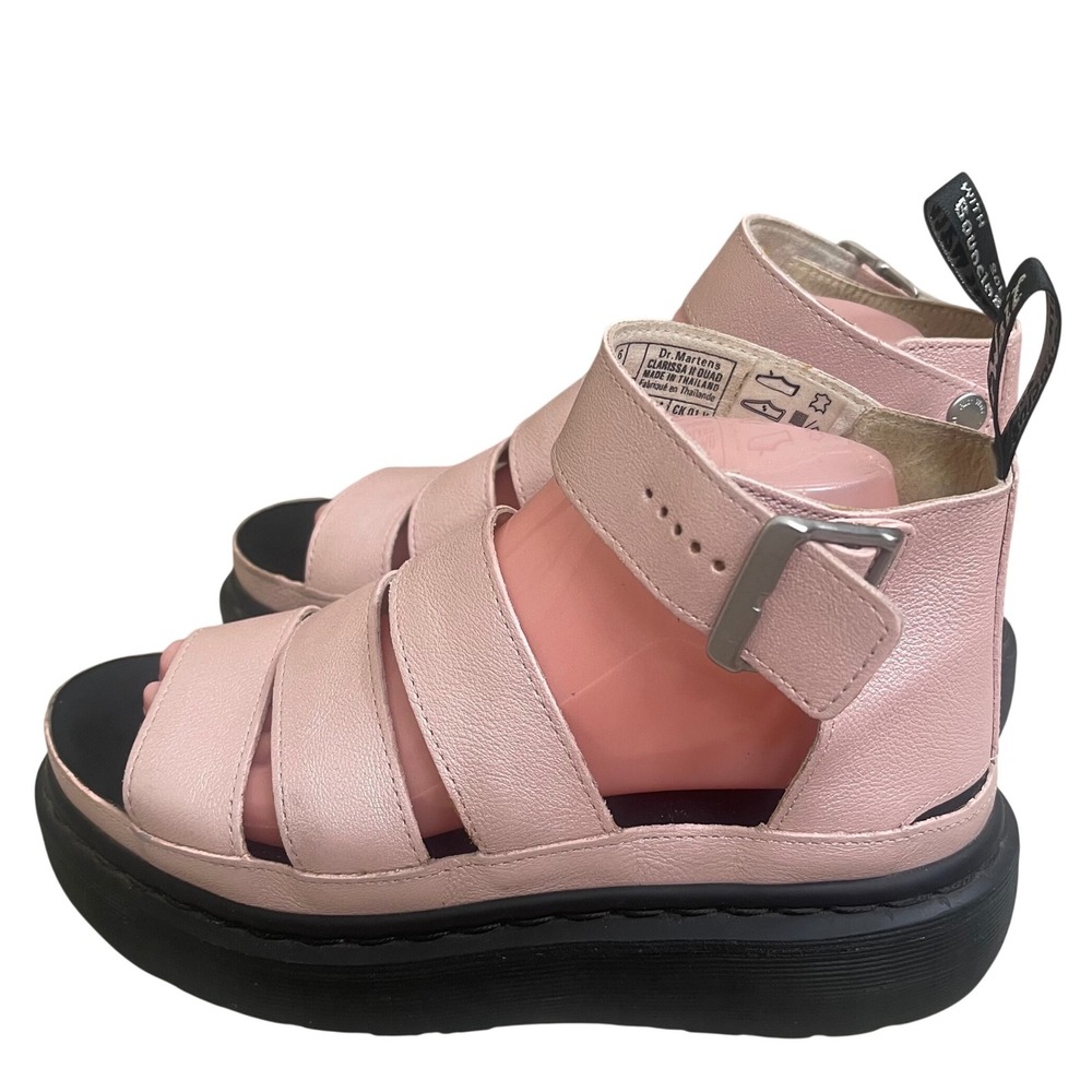 Dr Martens Clarissa II Quad Platform Sandals Mallow Pink Leather Womens 8 39